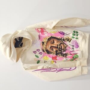 Angelic motion Cream and Pink Artistic Sweater Size S NWT